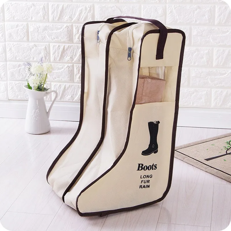 Sapatos portáteis sacos de armazenamento organizador capa longa equitação chuva botas dustproof viagem zíper bolsa acessórios suprimentos artigo