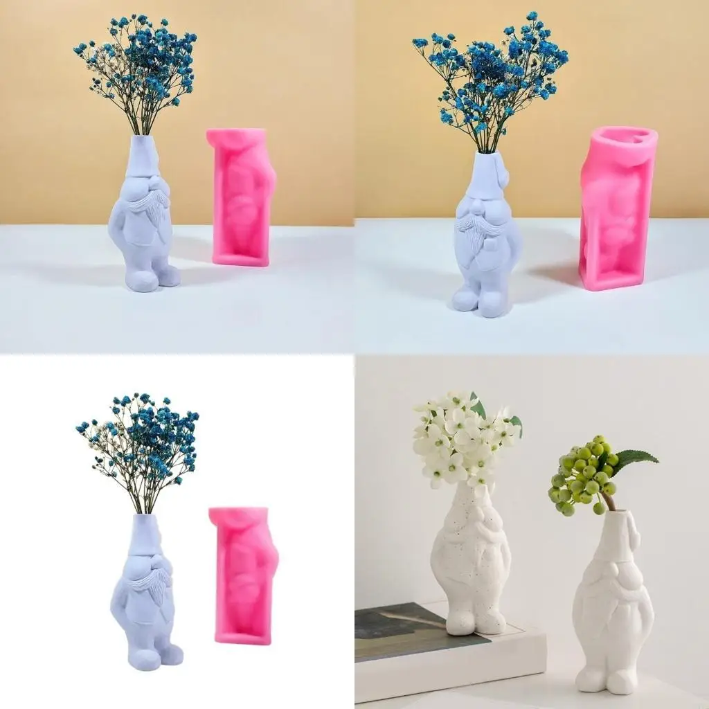 

X4YA Silicone Flower Pots Mold Epoxy Resin Molds Gnome Doll Pen Holder Holder