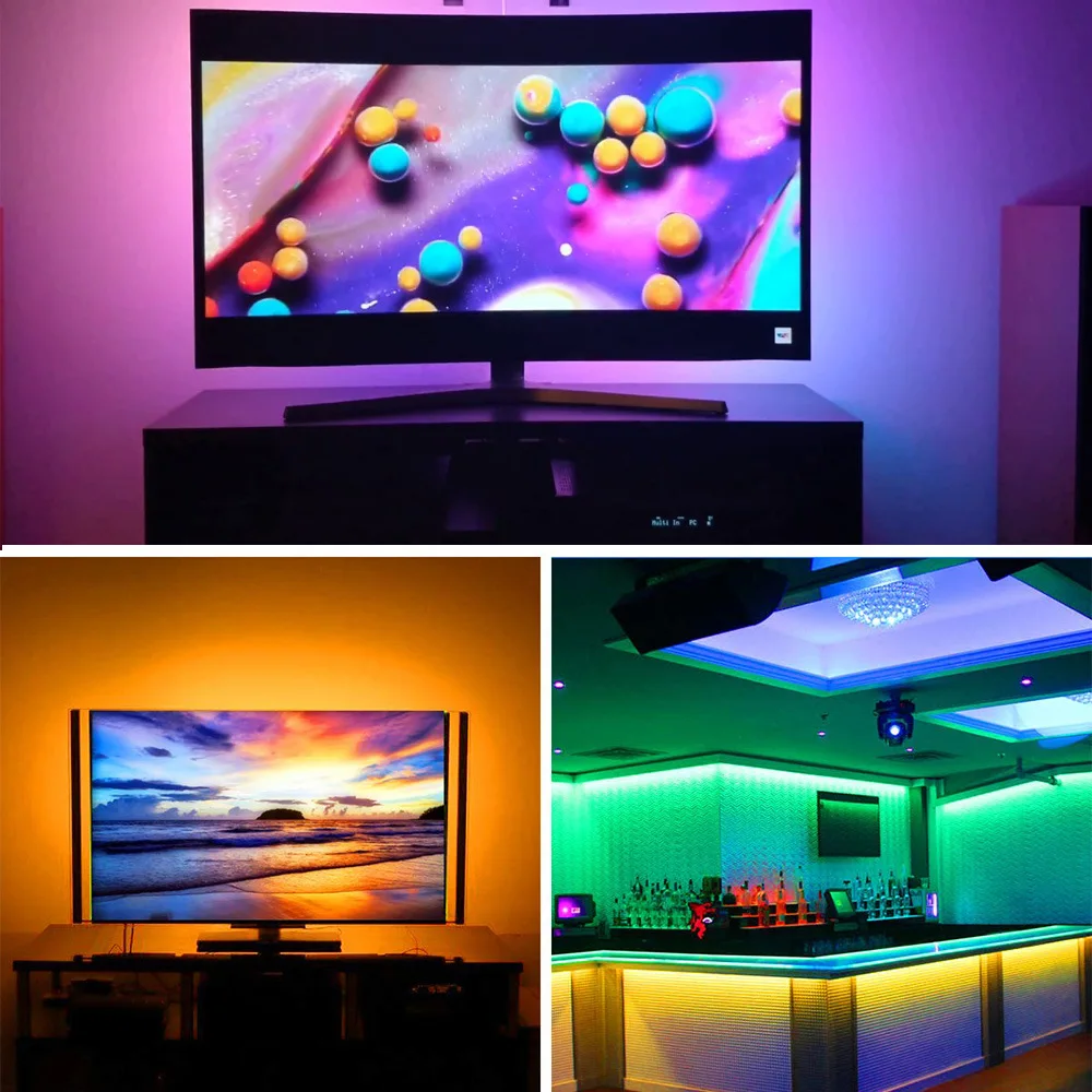 LED Strip Lights TV Background and Home Decor 5V Safety 3535RGB Colorful 24keys Remote Control USB Neon Light for Room Lighting