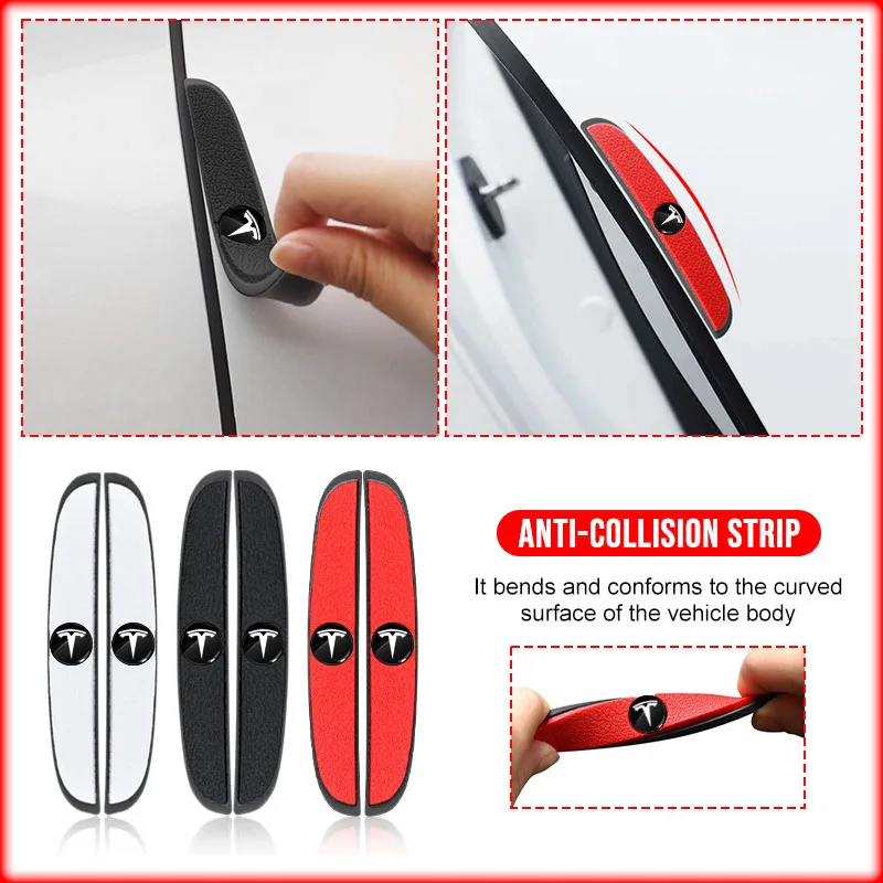 

4Pcs Car Door Anti-Collision Strip Rearview Mirror Protection 3D Caps For Tesla Model 3 / Y 2022 2021 Center Console Containersr