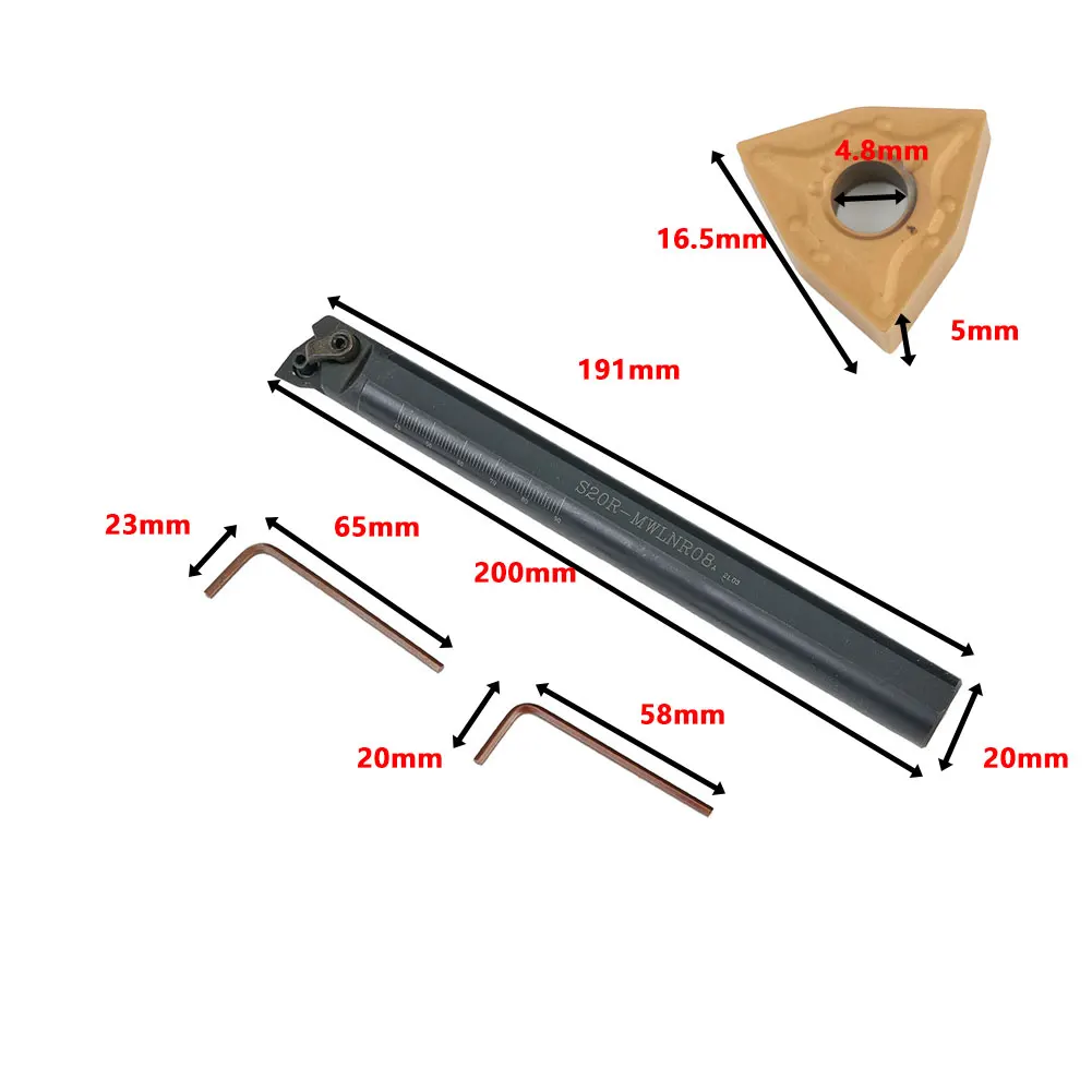 Long Lasting Carbide Insert Turning Tool Holder Kit with 0R MWLNR08 Turning Tool Holder and 10 WNMG080404 Inserts