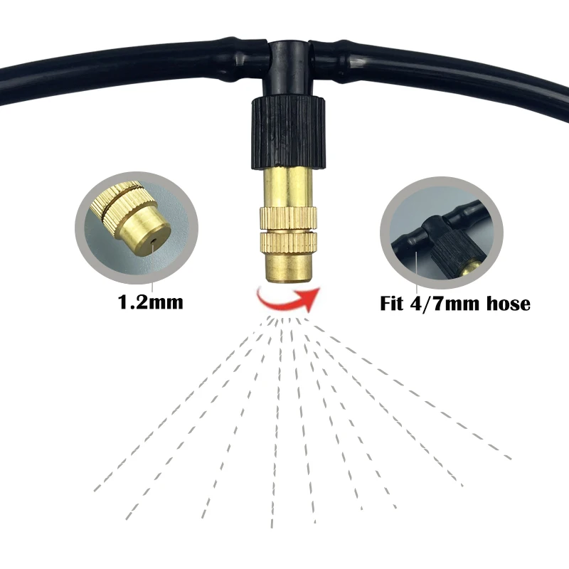 Opryskiwacz ogrodowy linia do nebulizatora systemu chłodzenia mgłą na zewnątrz z mosiężnymi nozkami 4/7MM wąż PVC 10-30 metrów