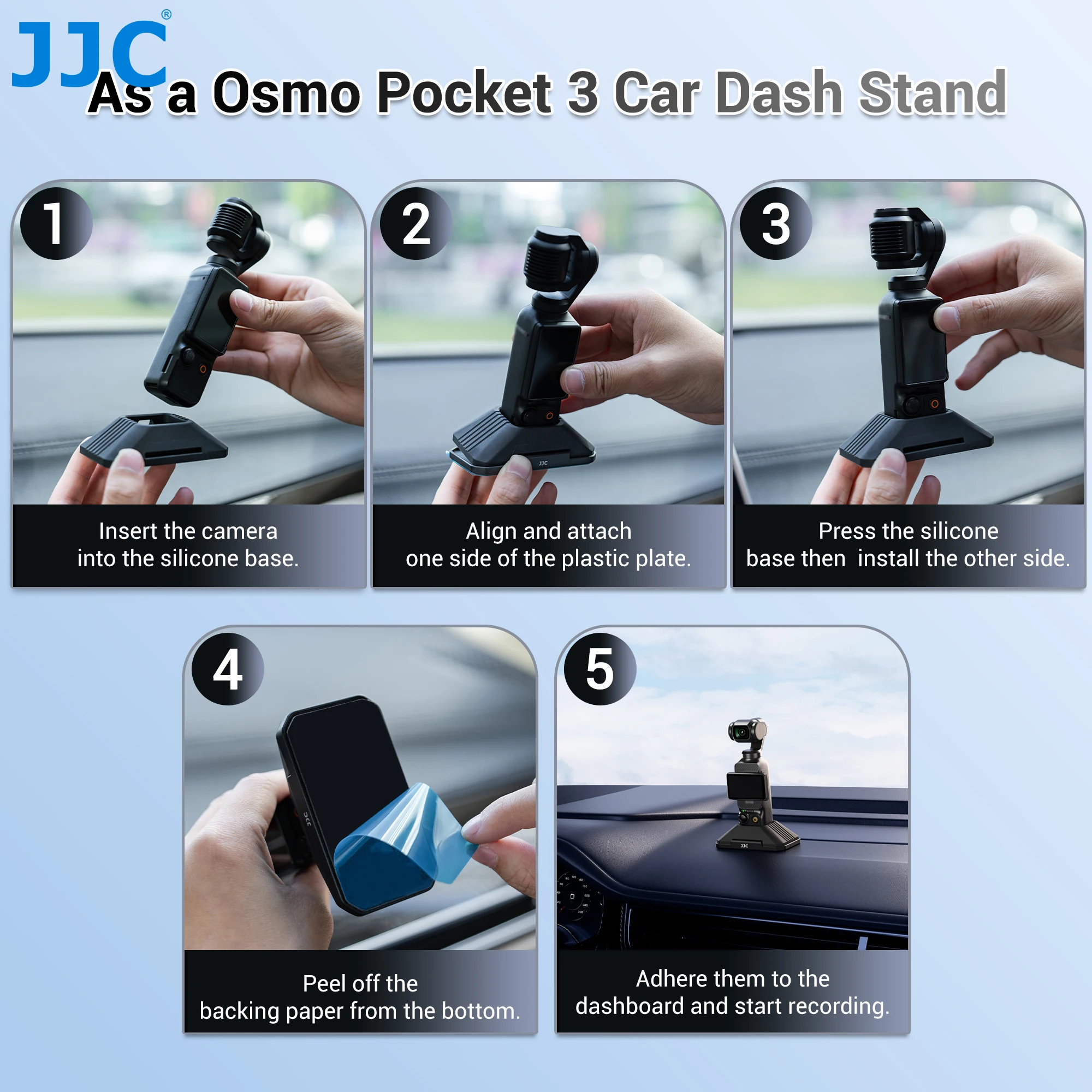 JJC DM-OP3 Silicone Stand Base For DJI Pocket 3 4 4P Non-Slip Desktop Table Stand Car For Live Video Vlog Portable Base