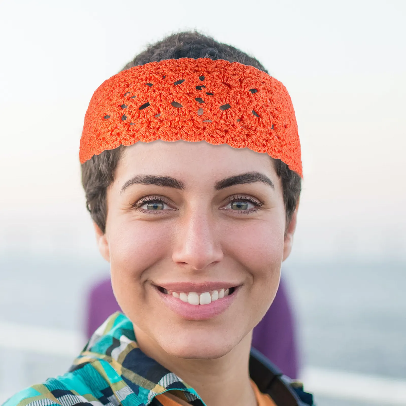 Floral Crochet Headband for Women Girls Stylish Hollowout Knitted Hair Bandana Wide Comfortable Elastic Hair Accessory Spring
