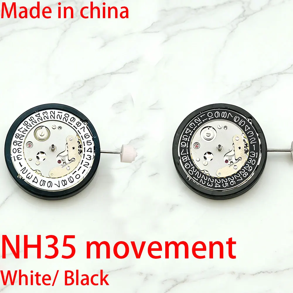 Made in China NH35 Automatic Movement Black and White Calendar Disc Can Replace the Japanese NH35 Movement with a 3 O'Clock