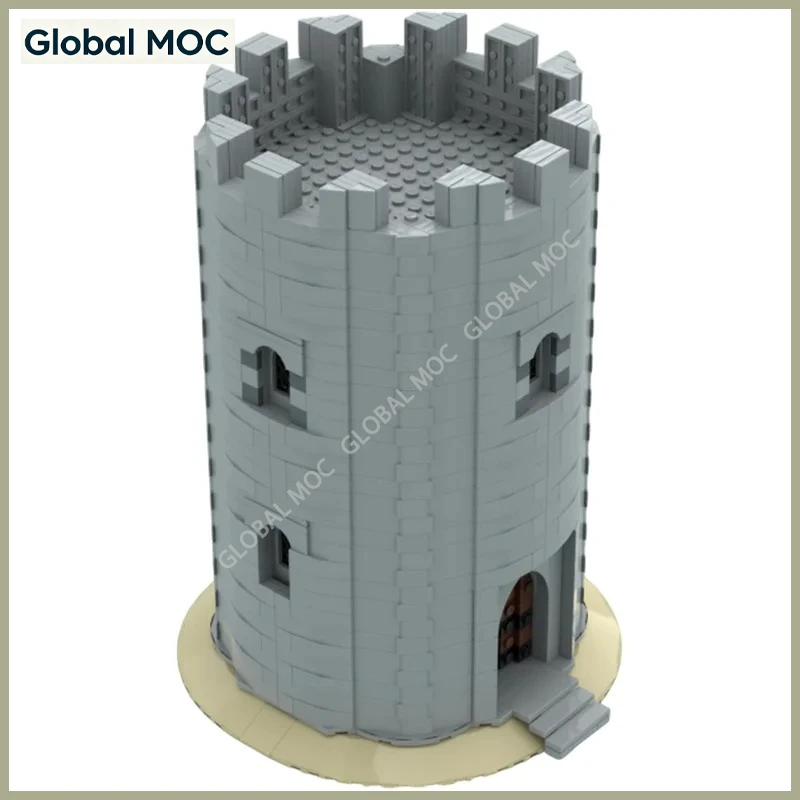 Medieval Round Castle Tower MOC Building Blocks Vintage Stone Fortress Defense Structure DIY Assembly Brick Model For Collectors