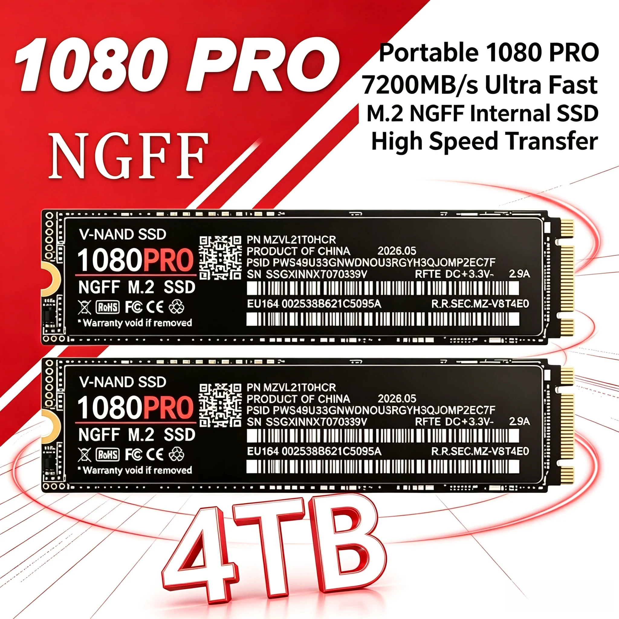 1080PRO NVMe M.2 SSD PCIe 4.0 500GB 1TB 2TB 4TB up to 7300MBs internal drive for laptop and desktop computer low power