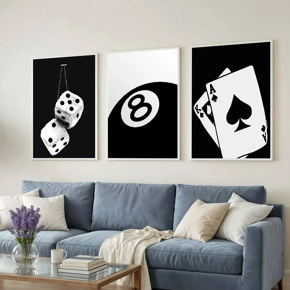 Black And White No.8 Ball Art Poster Billiards Club Theme Posters Wall Decorations For Dorm Rooms Bedroom And Living Room Gift