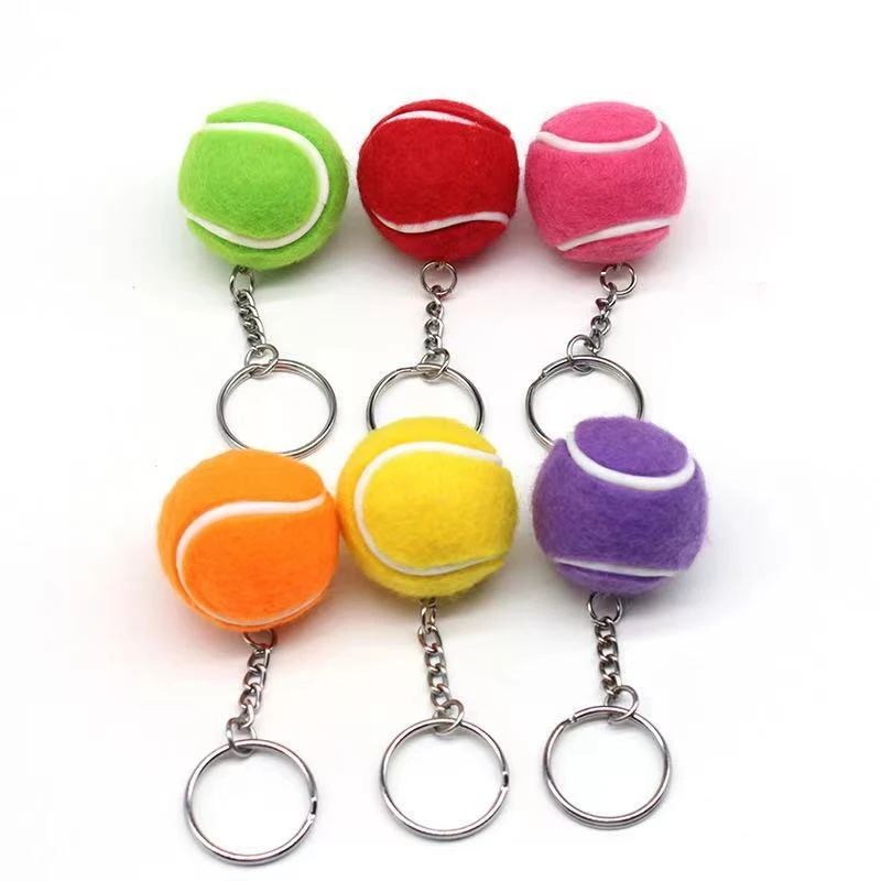 20pcs Tennis Bag Pendant Plastic Mini Tennis Ball Key Chain Small Ornaments Sport Advertisement Keychain Fans Souvenirs Key Ring