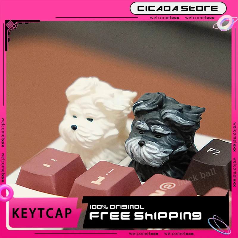 Original Cute Wind Blown Puppy Keycaps Personalized Abs Resin Keyboard Keycap Pc Mx Switch Customize Gaming Keyboards Accessorie