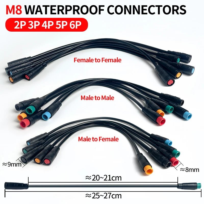 4/10 قطعة M8 2 3 4 5 6Pin ذكر أنثى موصلات مقاومة للماء ، مجموعات مختلفة من رؤساء الذكور والإناث اختياري