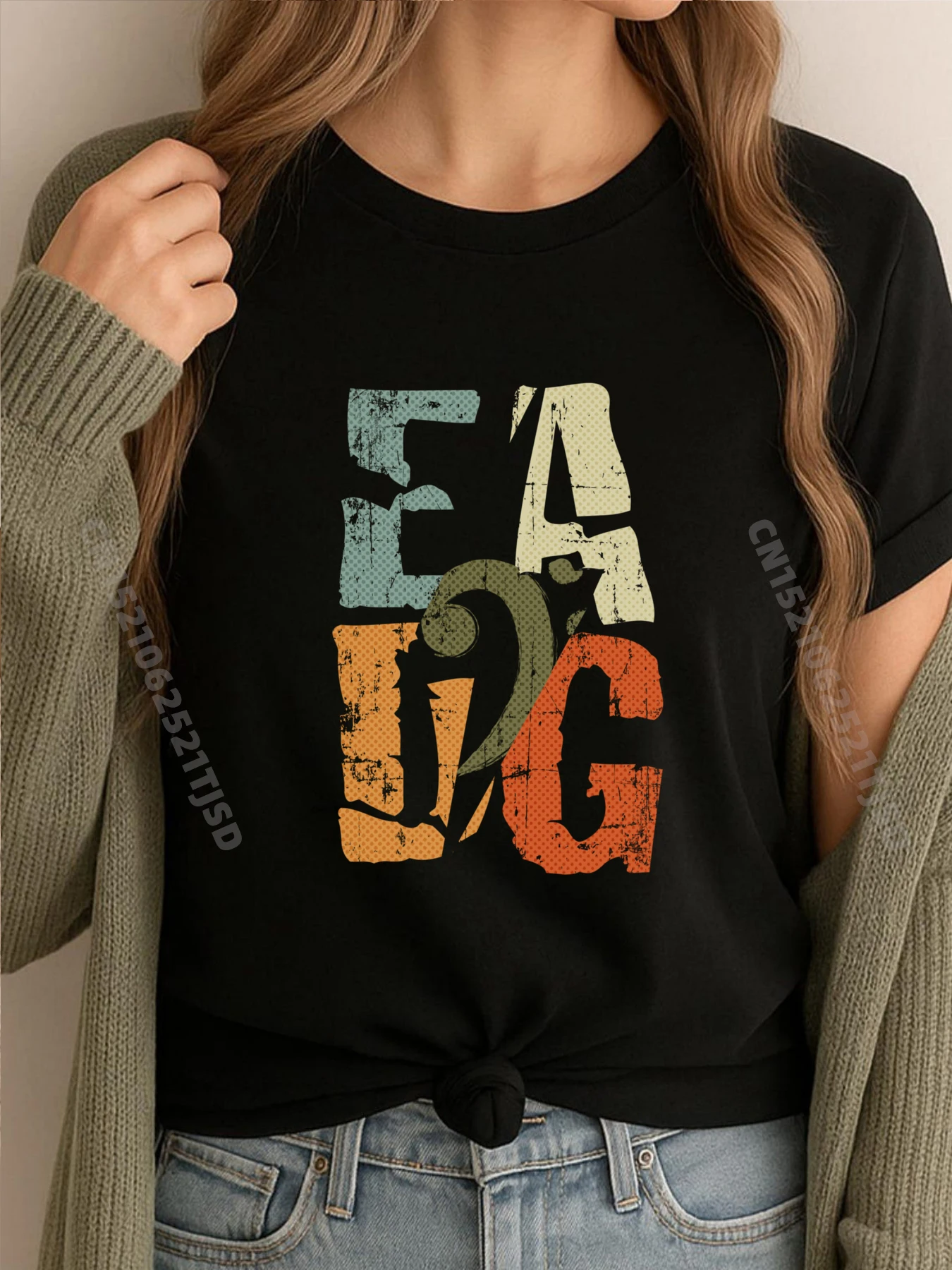 

Бас-гитарист EADG Bass Clef для басиста Футболка с графическим рисунком Футболки для пар Женская футболка Женская