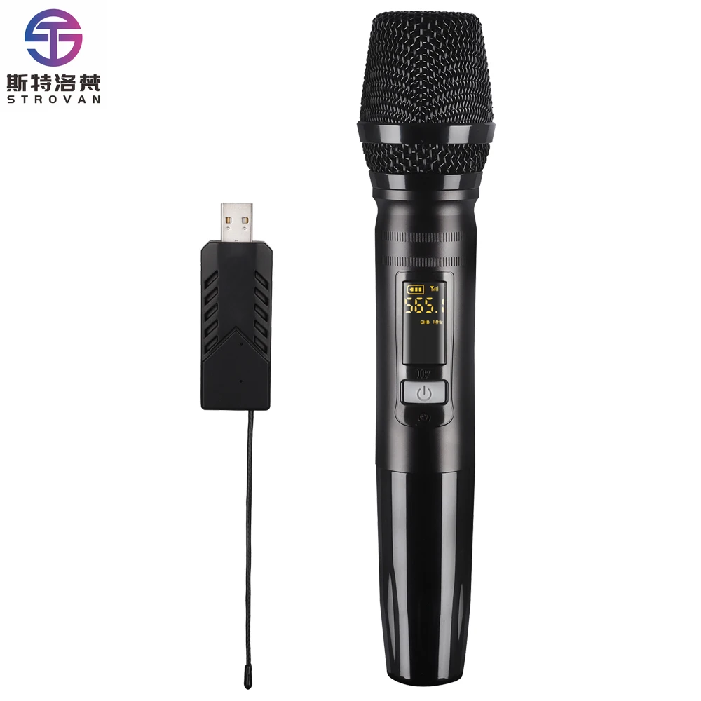 

Portable Cardioid Dynamic Microphone UHF Handheld USB Wireless for Karaoke Podcasting Made Metal for Computer Recording Singing