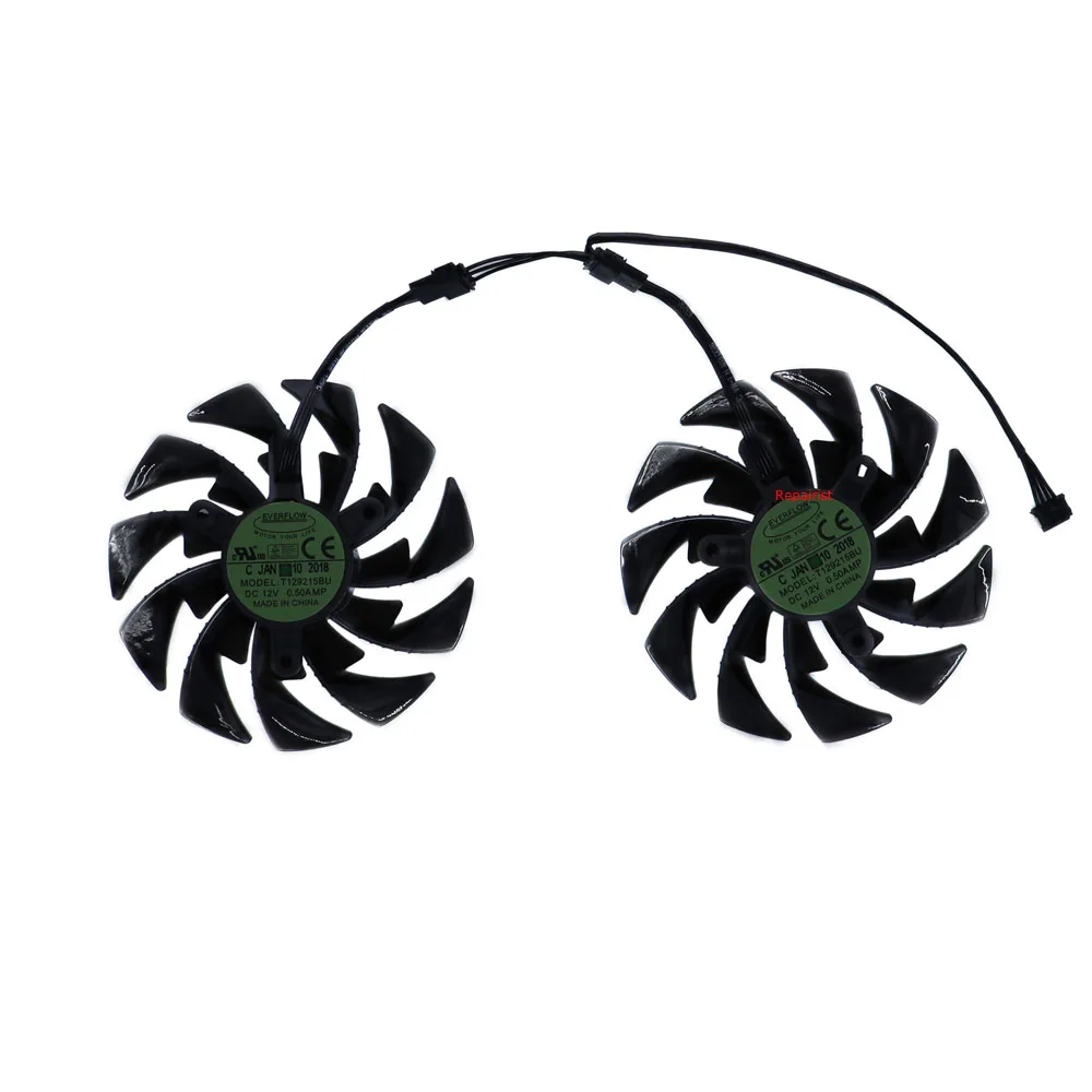 2Pcs/Set,DIY PLD10015B12H,T129215BU.GPU Cooler,Video Card Fan For PowerColor DEVIL RX 580 8G V2,For Powercolor RX 590 8G X PLUS