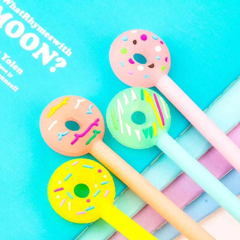 Korean Stationery Sweet Cute Kawaii Doughnut Creative School Office Supplies Gel Pen Donut Handles Lovely Pen