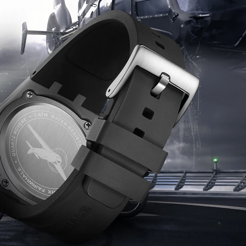 MARK FAIRWHALE Watches for Man 5050 Automatic Rotating Propeller Dial Quartz Wristwatches Luminous Waterproof Men Watch Reloj