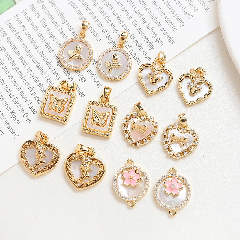 1pcs Copper Gold-plated Inlaid Zirconium Fritillary Sweetheart Butterfly Pendant Diy Handmade Jewelry Necklace Earring Material