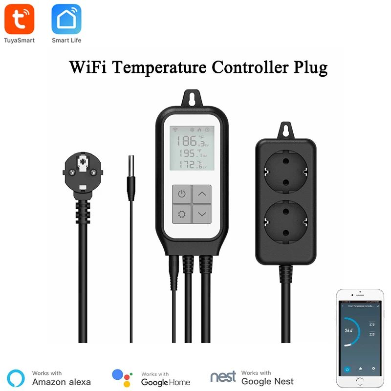 Tuya WiFi Temperature Controller Socket Wi-Fi Aquarium Thermostat Heater Controller Plug Smart Plug Wok With Alexa Google Home