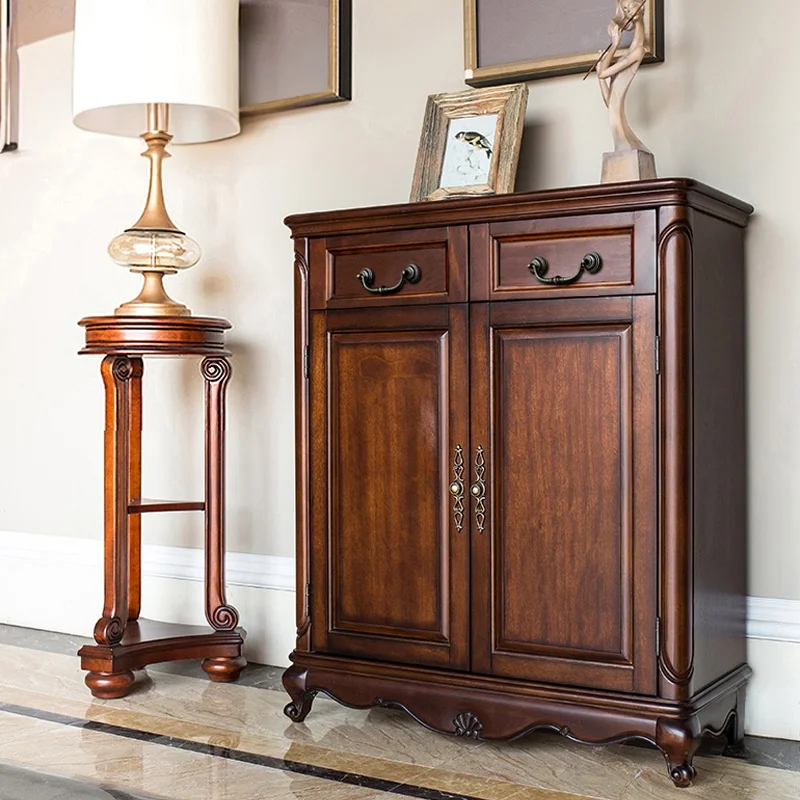 Modern classic solid wood living room shoe cabinet multi-size
