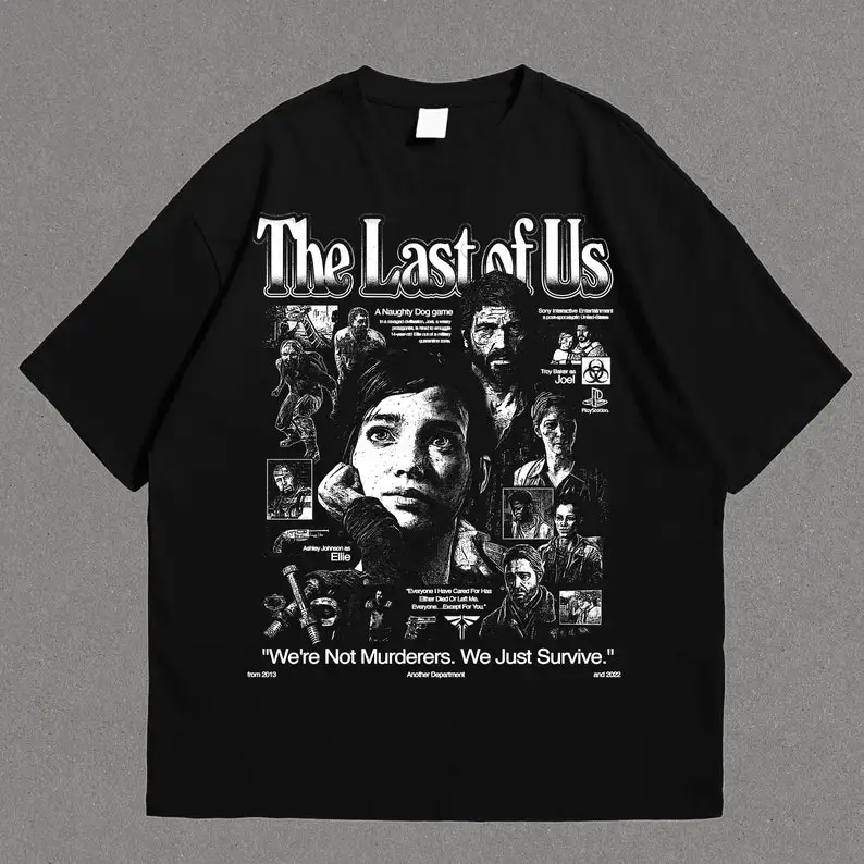 the LAST OF US Vintage Shirt, Homage Tshirt, Fan Tees, Retro 90s T-shirt Fan Art ellie and joel top