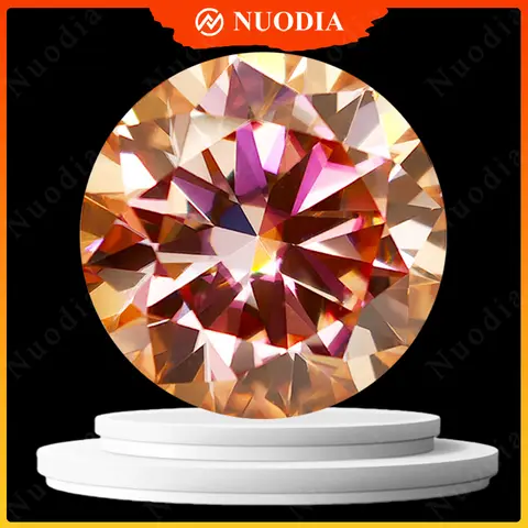 Rainbow Golden Moissanite Stone With Certificate Round Cut 0.5-5.0ct Certified Moissanite Loose Gemstone Positive Pass Tester