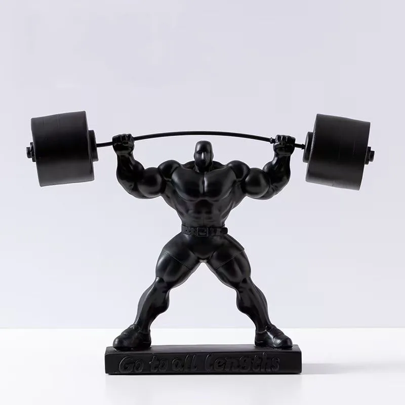 Muscle Man Weightlifting Bodybuilding Strongman Statue Resin Decoration Home Room Sculpture Ornaments Sports Gym Figurine Crafts
