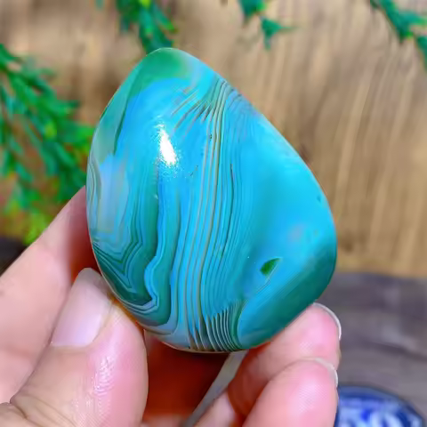 Natural Crystal Green Lace Agate Palm Reiki Stone Quartz Beauty Stripe Gemstone Mineral Energy Healing Home Decortion