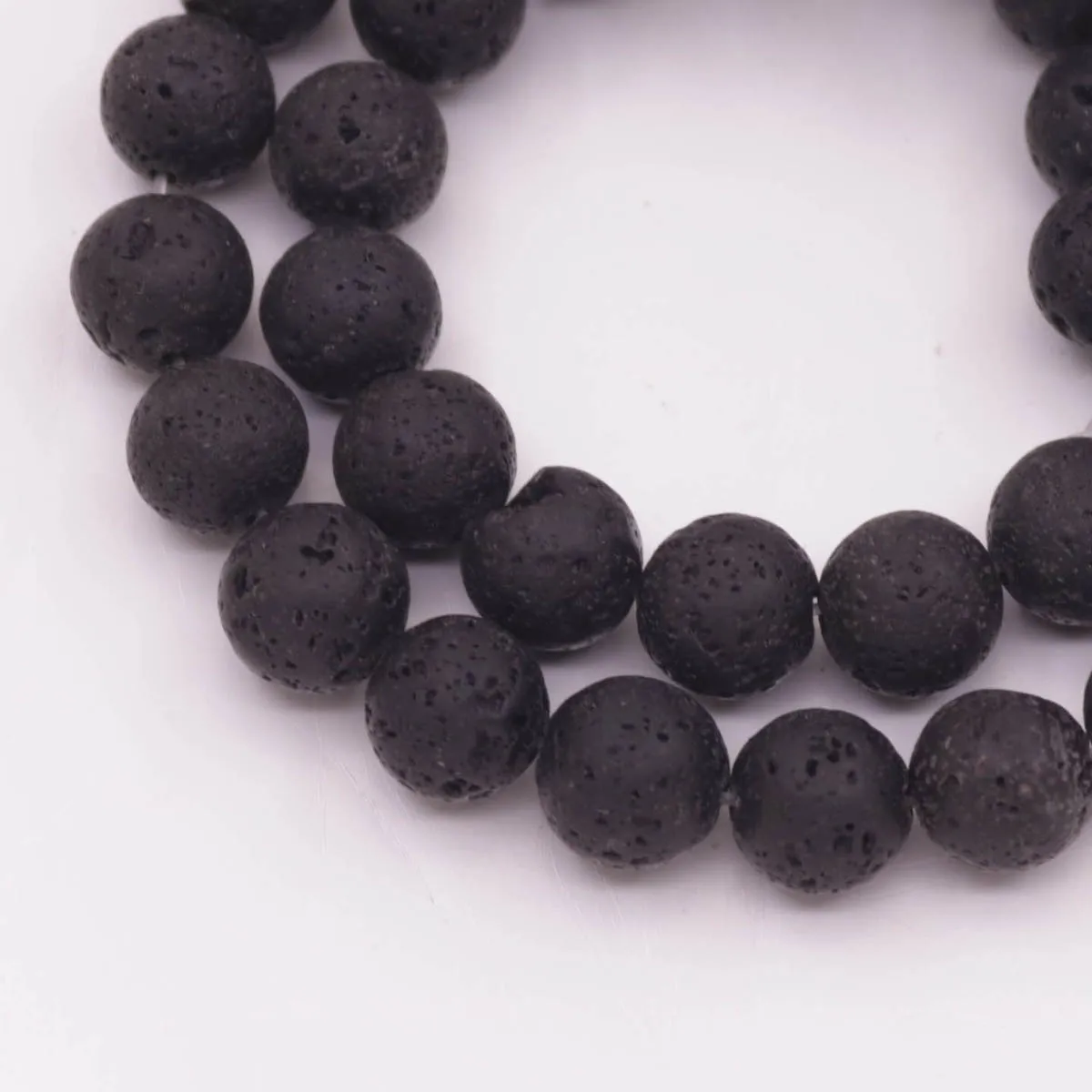 10mm Natural Black Volcanic Lava Round Bead 15