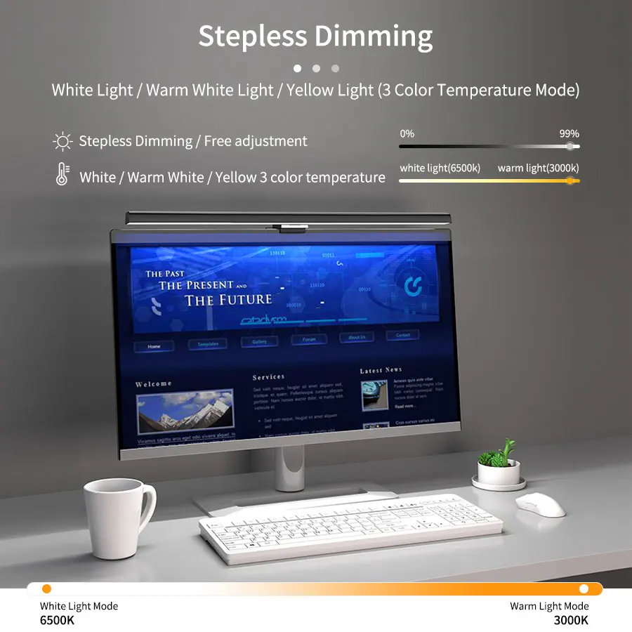 50cm LED Monitor Light Bar Screen Hanging Lamp Stepless Dimming USB Desk Light for PC Computer Studies Reading Office Table Lamp view 3