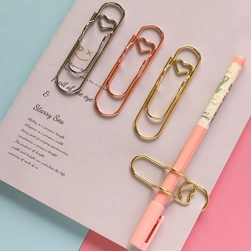 

5Pcs Paper Clips Metal Pen Holder Clip School Bookmarks Photo Memo Ticket Clip Stationery Office School Supplies