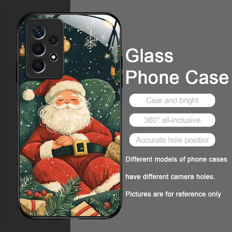 Merry Christmas Santa ClausรูปแบบกระจกนิรภัยสําหรับSamsung Galaxy S25 Ultra S24 S23 Plus S22 S21 S20 FE A56 ฝาครอบ