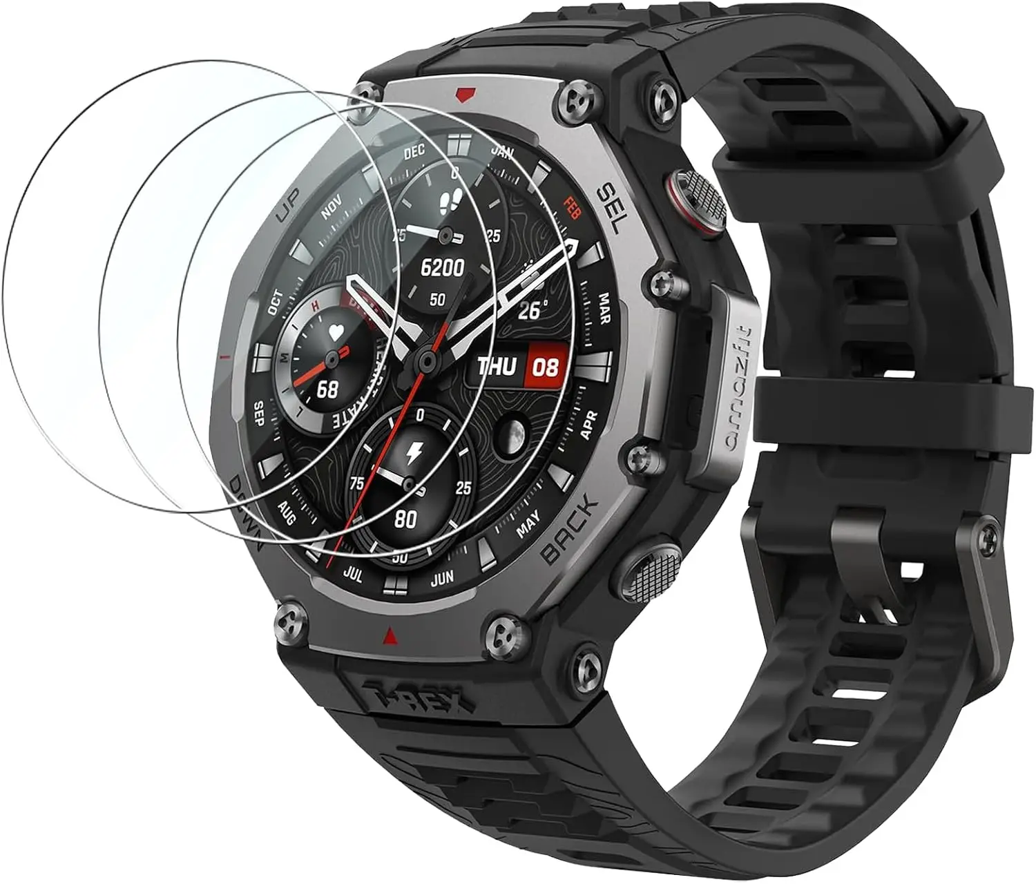 3Pcs Tempered Glass Protective Film For Amazfit T-Rex 3/T-Rex 3 Pro 44mm 48mm Screen Protector Film For Amazfit T-Rex Ultra 2 image 3