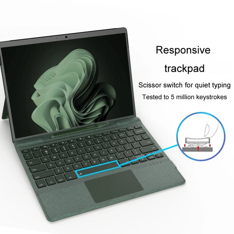 لوحة مفاتيح Microsoft Surface Pro 8 / 9 / X، لوحة مفاتيح مغناطيسية لاسلكية تعمل باللمس بإضاءة خلفية مع فتحة قلم