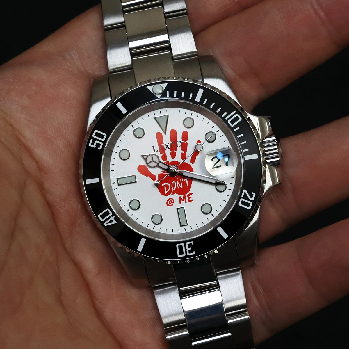 LAXED New 40mm Automatic Mechanical Watch NH35 Men's Custom Pattern Watch Watch Luminous Sapphire Waterproof  Watches