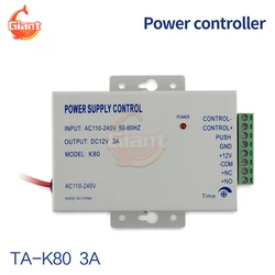 TA-K80 Door Access Control Power Supply Transformer for Electric Lock Intercom Camera 110-220V AC to 12V DC Power Supply Control