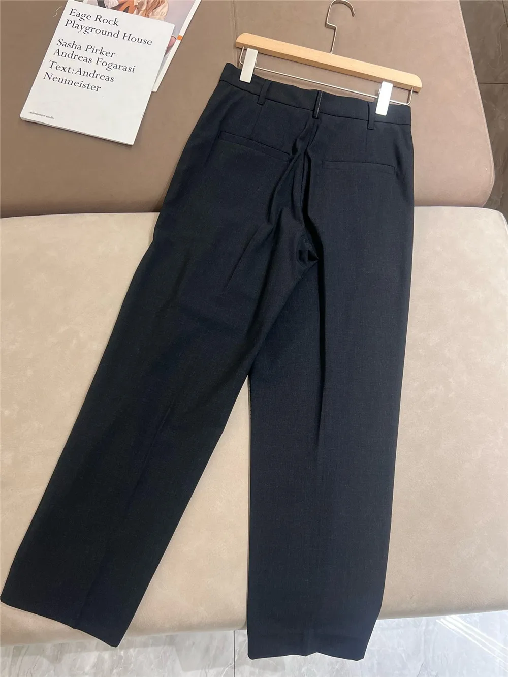 Women's Worsted Wool Tapered Slim Pants 25 Spring Autumn Casual Trousers