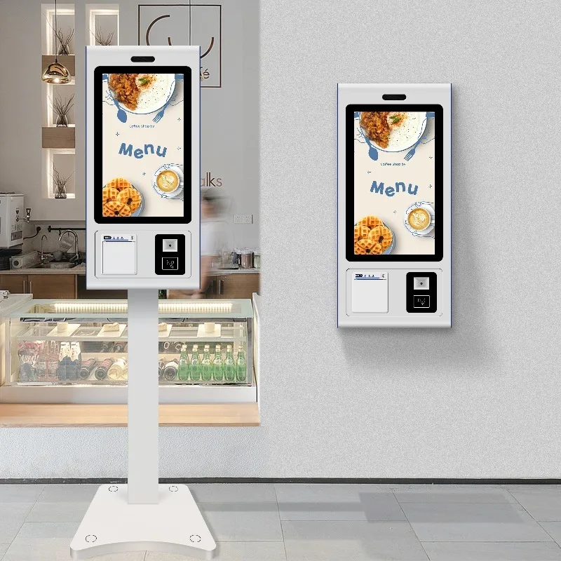 23.8 Inch Android System Self-Service Cash Register Touch Screen Kiosk Machine Fast Food Digital Signage Displays