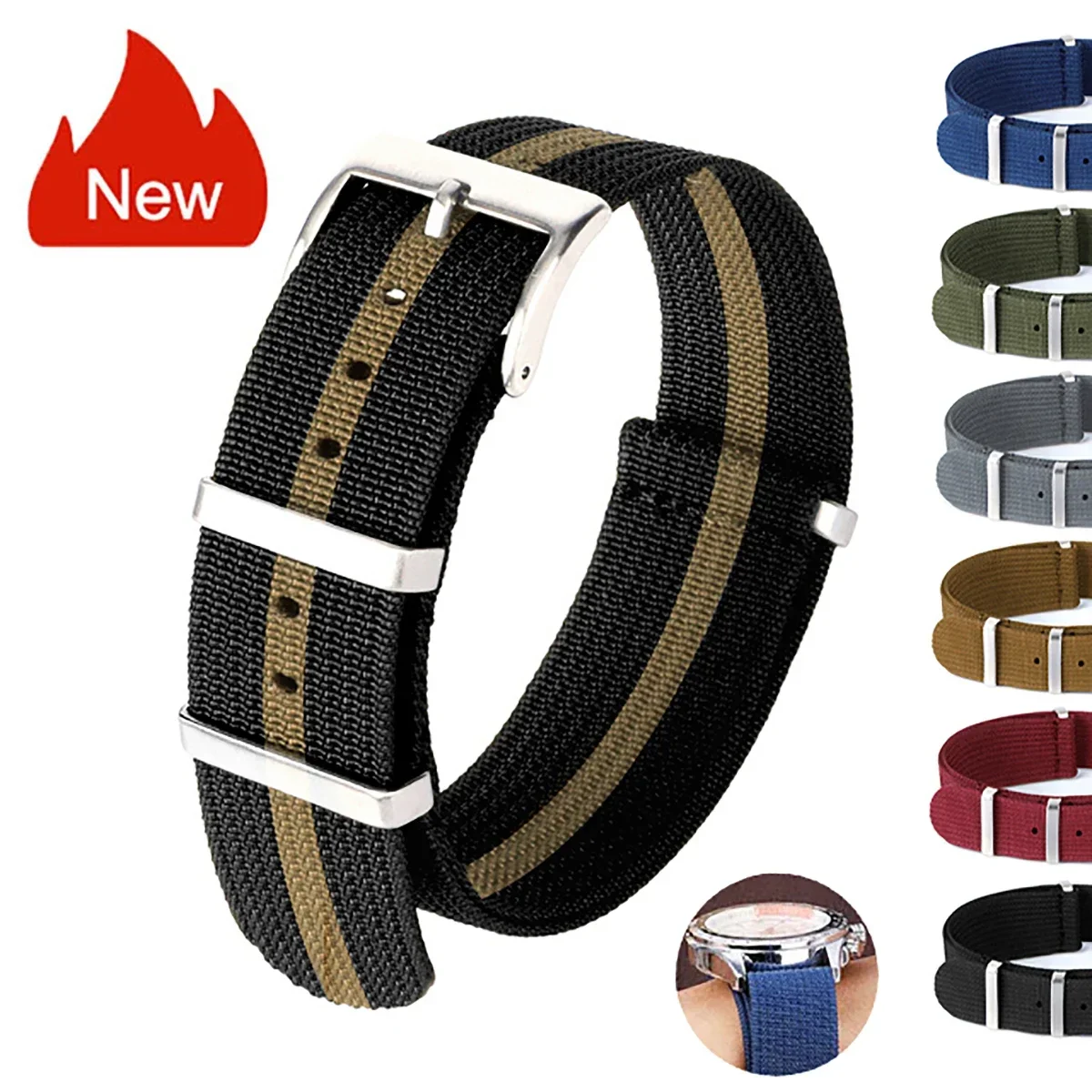 Ribbed Strap For Military Ballistic Fabric Replacement Watchband 20mm 22mm Premium Quality Nylon Watch Band  Accessories