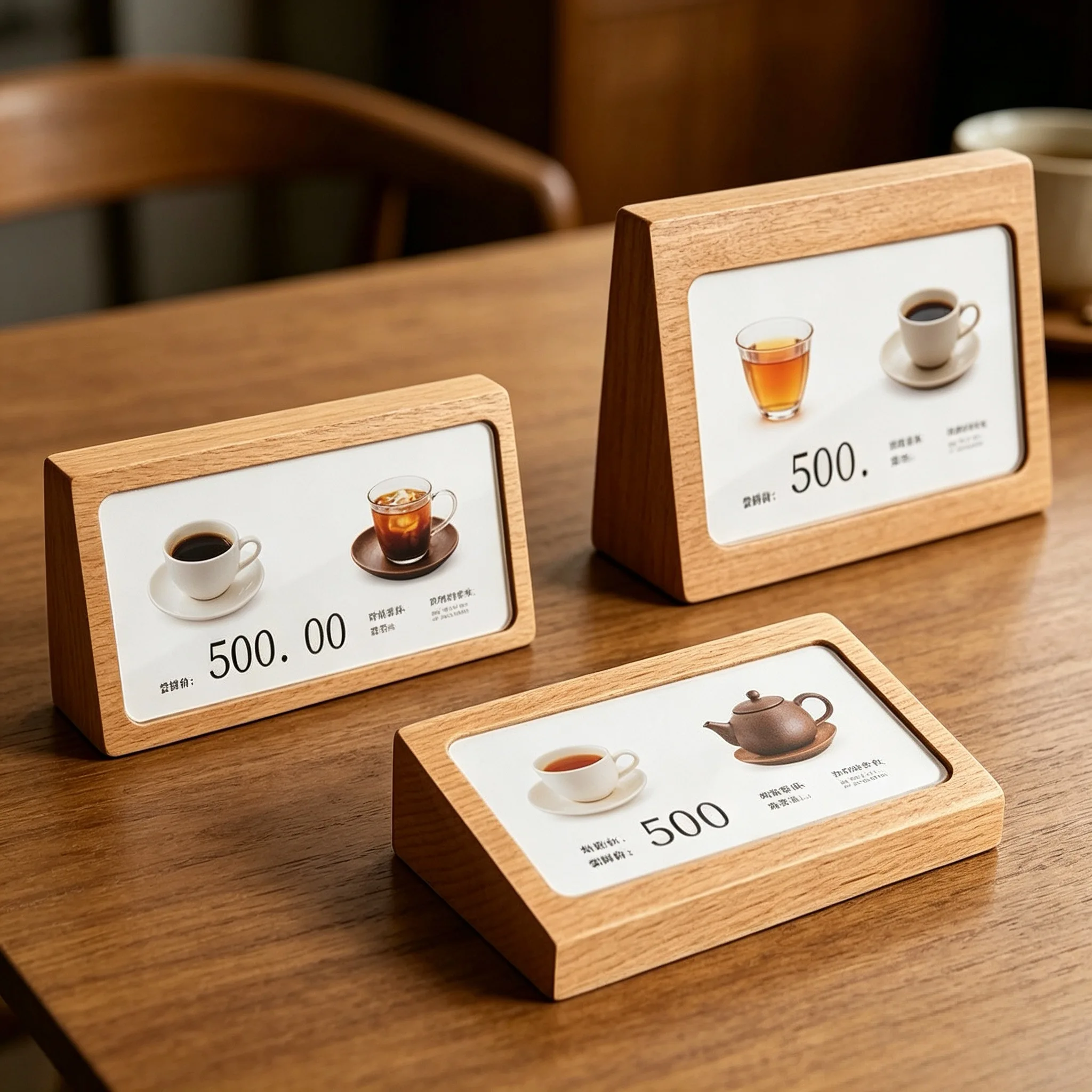 5 Pieces 78x38mm Slant Back Wood Table Price Label Card Tags Restaurant Menu Paper Holder Acrylic Sign Holder Display Stand