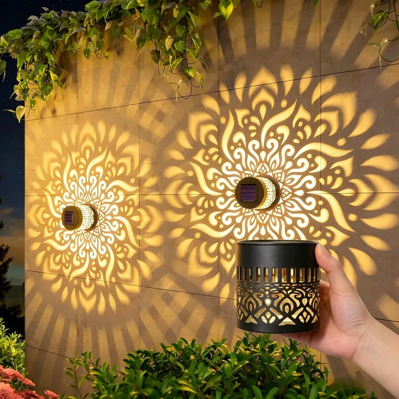 LED Solar Light IP65 Waterproof and Warm Wall Light Suitable for Garden Lawn Camping Steps Greenway Courtyard Night Light