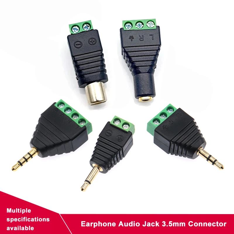 Earphone Audio Jack 3.5mm Connector Stereo Adapter 3.5mm RCA Audio Mono Channel Plug to Screw Terminal Audio Mono Channel Plug