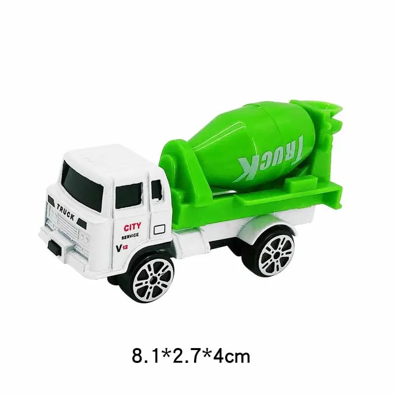 2Pcs Kids Puzzle Toys Simulation Mini Alloy Sanitation Engineering Car Toy Model Gliding Mixer Truck Garbage Truck Crane Toys