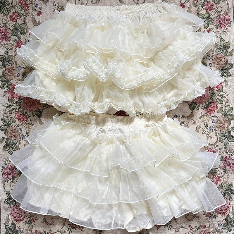 Japon tatlı Lolita dantel şort, fırfır kek güvenlik şort, Harajuku Kawaii şort, kabak pantolon, sevimli JK Bloomers, Y2k