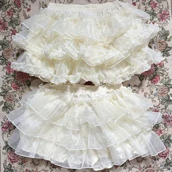 Short japonais en dentelle Sweet Lolita, short de sécurité à volants, short Kawaii Harajuku, pantalon Aliments, culotte bouffante JK mignonne, Y2k