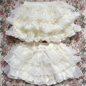 Japon Tatlı Lolita Dantel Şort, Fırfırlı Kek Güvenlik Şortları, Harajuku Kawaii Şortları, Balkabağı Pantolonları, Sevimli JK Bloomers, Y2k