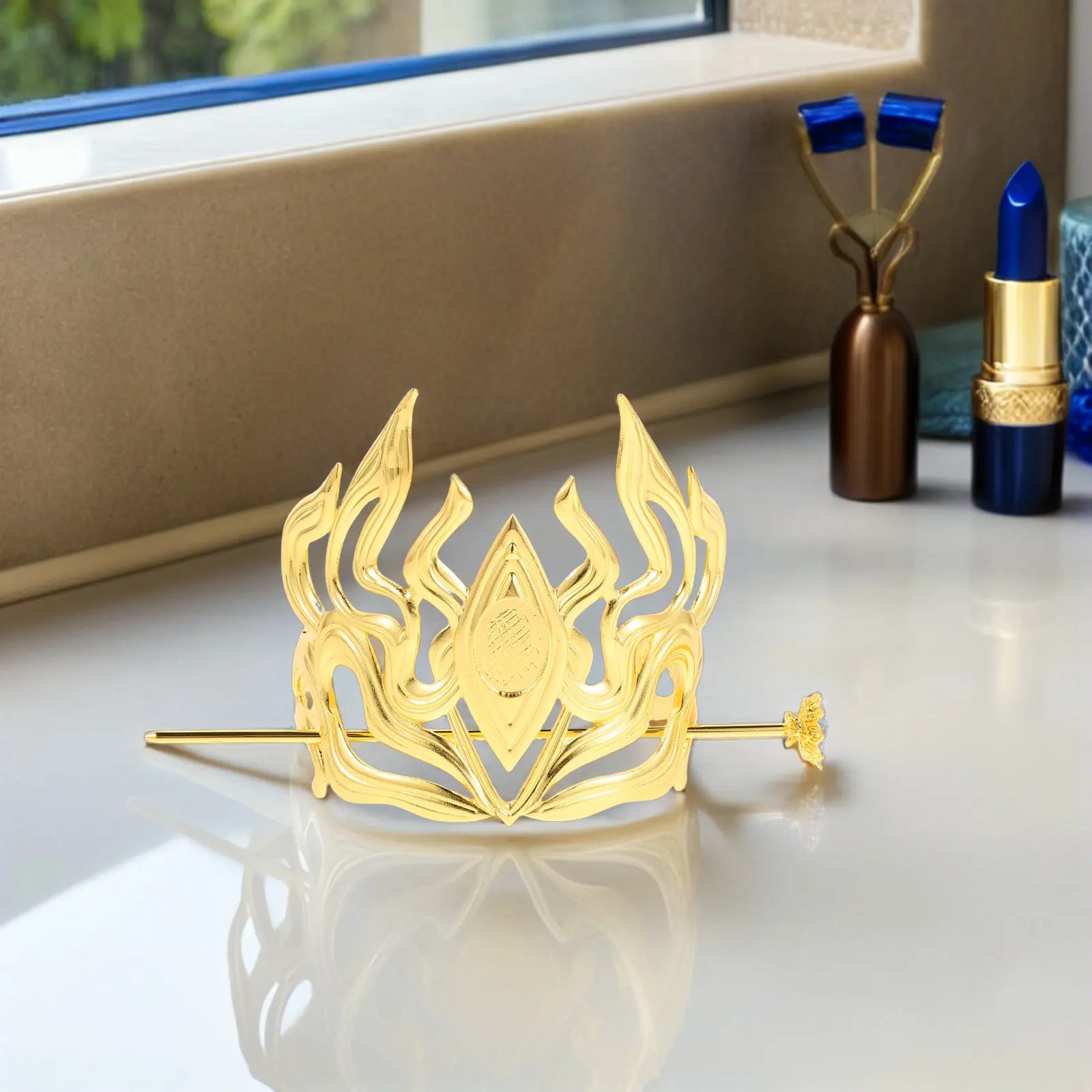 Vintage Metal Crown Hairpin for Men Ancient Chinese Hanfu Headdress Bun Hairpin Chignon Pin Updo Hair Accessories Retro Hair