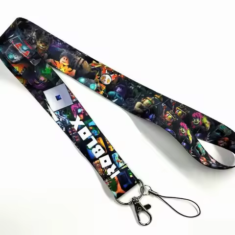 Roblox Cartoon Lanyard with Long Chest Card Holder Mobile Phone Strap Camera Rope Accessory for Gamers Decorative Birthday