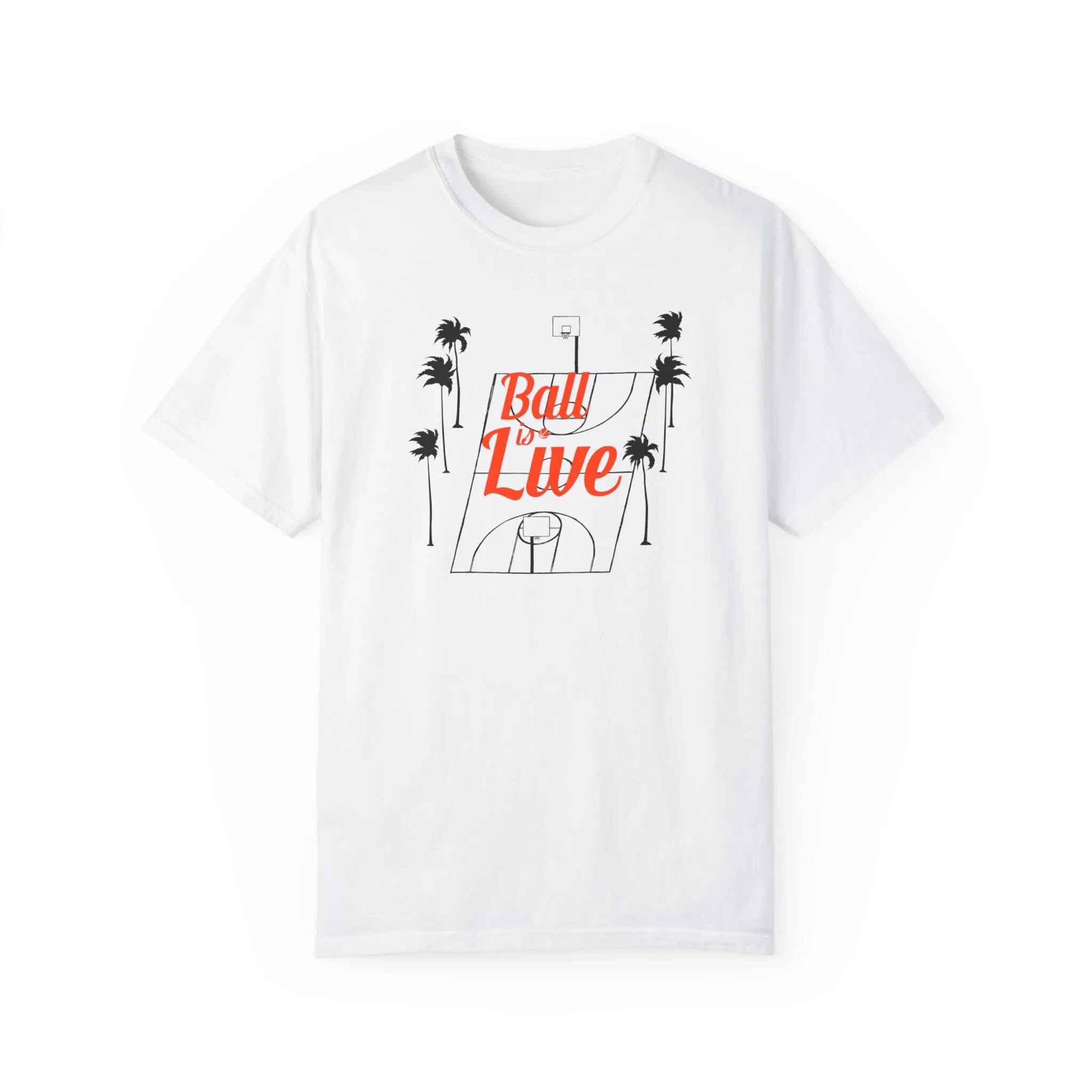 Ball Is Live Basketball Court Garment Dyed T Shirt