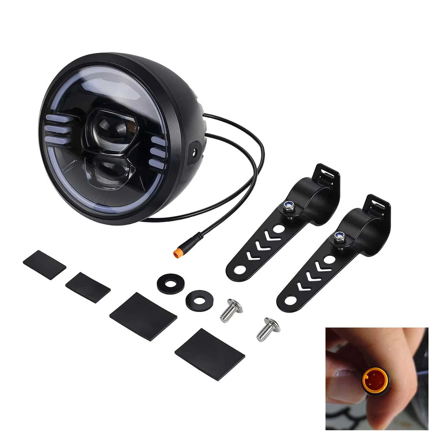 For Ridstar Q20 LED Headlight Comes with a Built-in Horn Bright Illumination Electric Dirt Bike E-bikes Motorcycle Parts