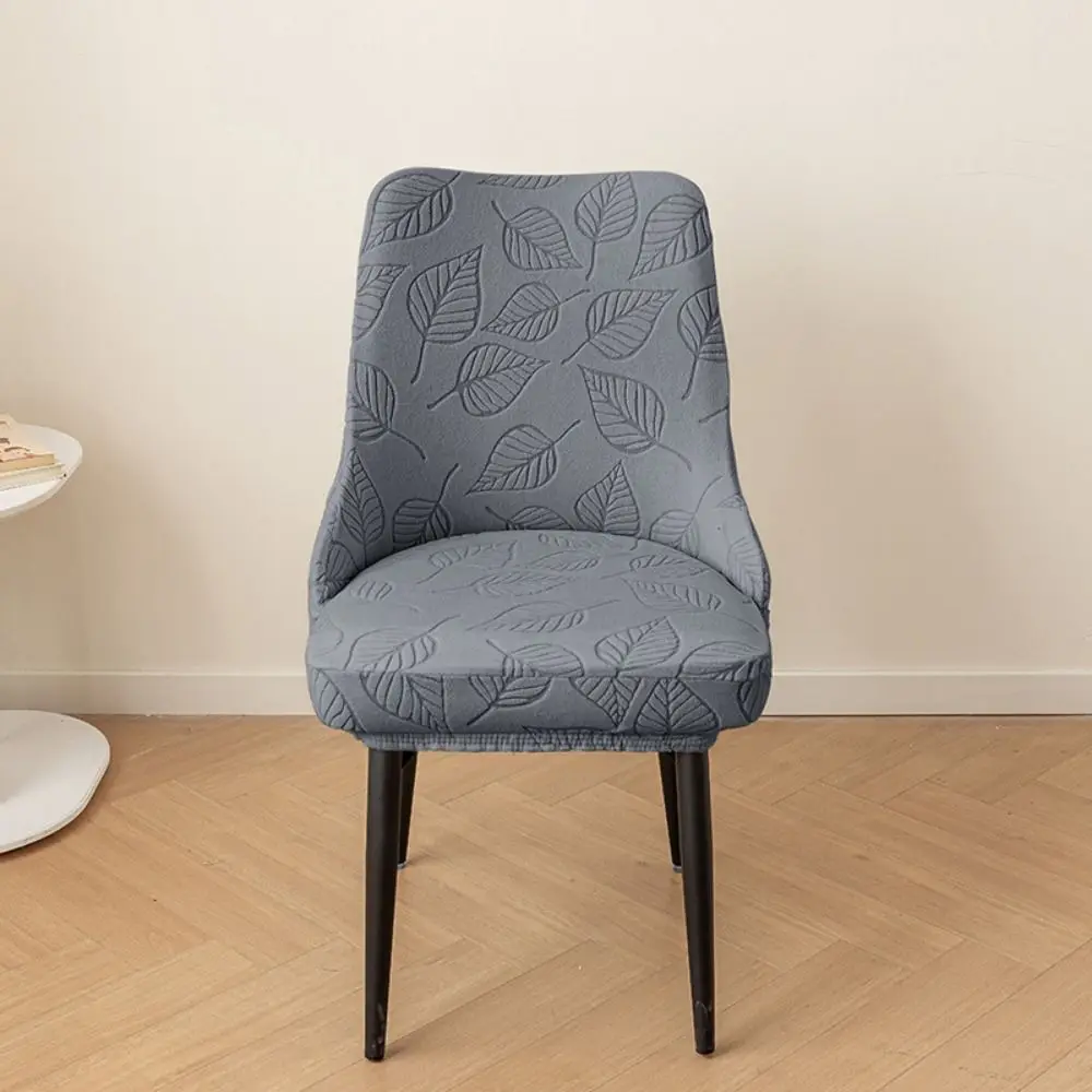 Leaf Pattern Curved Chair Cover Stretchable Elastic Band Restaurant Stool Cover Soft Dust-proof Dining Chair Cover Home Decor